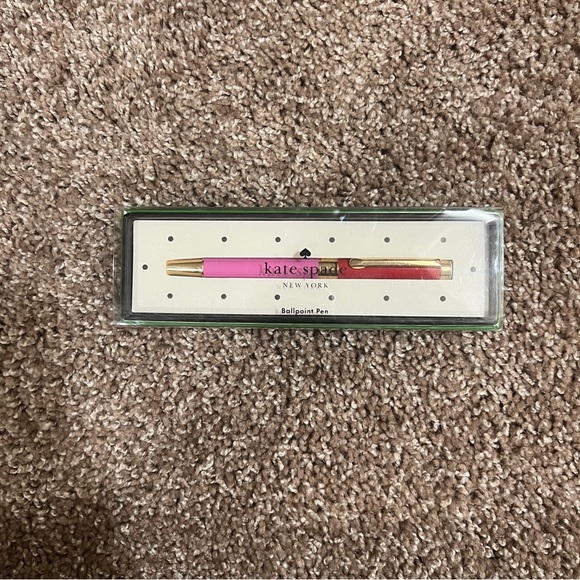 KATE SPADE RED & PINK COLORBLOCK BALLPOINT PEN IN GIFT BOX - Picture 1 of 3